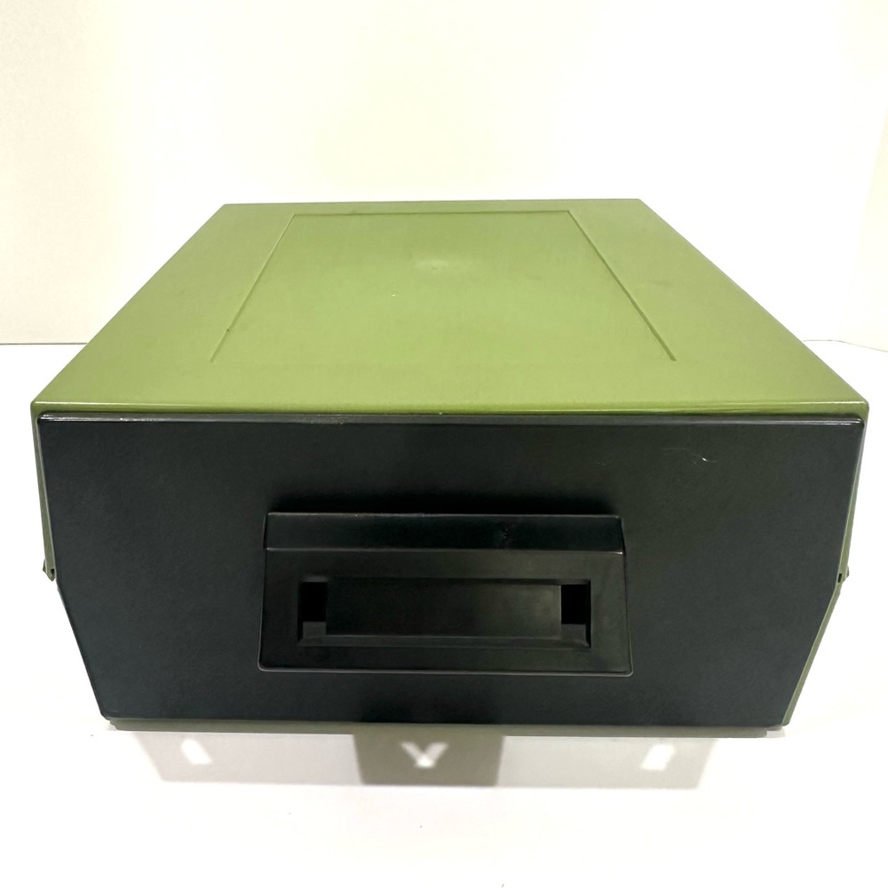 Vintage 1969 Mid Century Sterling 9" Check File Box Drawer Green Black Storage